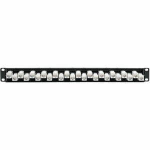 Eaton Tripp Lite Series 24-Port 1U Rack-Mount Cat6a Offset Feed-Through Patch Panel with Cable Management Bar, RJ45 Ethern