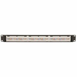 Tripp Lite Cat5 / Cat5e PoE Patch Panel 24-Port 110 568A/B RJ45 1URM TAA - 24 Port(s) - 24 x RJ-45 - 1U High - Black - 19"