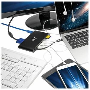 Eaton Tripp Lite Series USB-C Dock, Dual Display - 4K HDMI / mDP, VGA, USB 3.x (5Gbps), USB-A/C Hub, GbE, Memory Card, 100