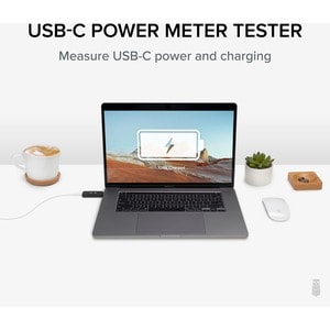 Plugable USB C Power Meter Tester for Monitoring USB-C Connections - Digital Multimeter for USB-C Cables, Laptops, Phones 