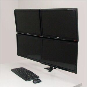Amer Mounts Desk Mount for Flat Panel Display, LCD Monitor, LED Monitor - Black - TAA Compliant - Height Adjustable - 4 Di