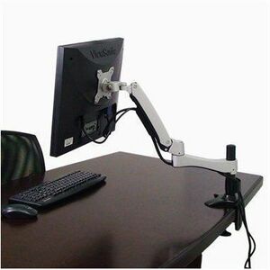 Amer Mounts Mounting Arm for Flat Panel Display, Monitor, LCD Display - White - Landscape/Portrait - TAA Compliant - Heigh