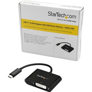 StarTech.com USB C to DVI Adapter with 60W Power Delivery Pass-Through - 1080p USB Type-C to DVI-D Video Display Converter