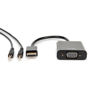 Rocstor Premium HDMI to VGA + 3.5mm Audio Adapter - 3" HDMI/Mini-phone/VGA A/V Cable for Projector, Monitor, Desktop Compu