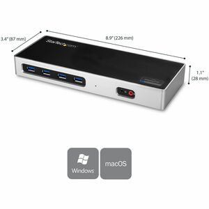 StarTech.com USB-Typ C Docking Station für Notebook - 40 W - Schwarz, Silber - 2 Unterstützte Displays - 4K - 3840 x 2160,