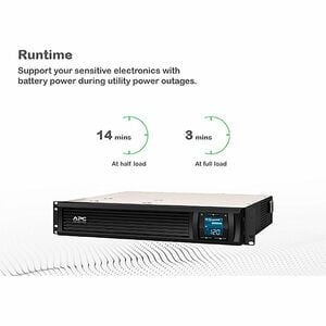 APC Smart-UPS C, Line Interactive, 1000VA, Rackmount 2U, 120V, 6x NEMA 5-15R outlets, SmartConnect port, USB and Serial co