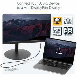StarTech.com Adaptador USB C a Mini DisplayPort - 4K 60Hz - Blanco - Adaptador USB 3.1 Tipo C a Mini DP - 3840 x 2160 Supp