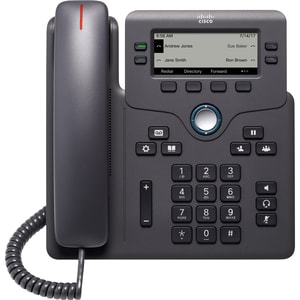 Cisco 6851 IP Phone - Corded - Charcoal - 4 x Total Line - VoIP - 2 x Network (RJ-45) - PoE Ports