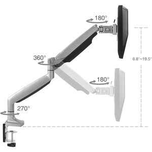 High Premium Aluminum Gas Spring Desk Mount - 13" to 32" - Single Monitor - Max load 19.8Ibs, VESA 75x75/100x100mm - Easil