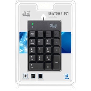 Adesso USB Spill Resistant 18-Key Numeric Keypad - Cable Connectivity - USB Interface - 18 Key - English (US) - Windows - 