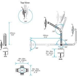 StarTech.com Desk-Mount Tablet Arm - Articulating - For 9" to 11" Tablets - iPad or Android Tablet Holder - Lockable - Ste