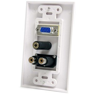StarTech.com 15-Pin Female VGA Wall Plate with 3.5mm and RCA - White - 1-gang - White - 1 x Mini-phone Port(s) - 1 x RCA P