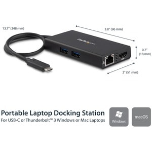 StarTech.com USB C Multiport Adapter for Laptops - Power Delivery - 4K HDMI - GbE - USB 3.0 - for Notebook/Tablet/Monitor 