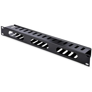 StarTech.com 1U Horizontal Finger Duct Rack Cable Management Panel with Cover - Cable Management Panel - Black - 1U Rack H