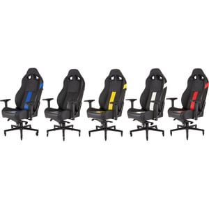 Corsair T2 ROAD WARRIOR Gaming Chair - Black/Yellow - For Game, Office, Desk - PU Leather, Steel - Black, Yellow