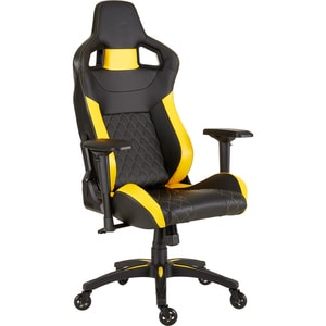 Corsair T1 RACE 2018 Gaming Chair - Black/Yellow - For Game, Desk, Office - PU Leather, Steel - Black, Yellow