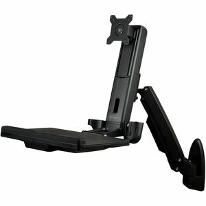 StarTech.com Wall Mount Workstation, Full Motion Standing Desk, Ergonomic Height Adjustable Monitor & Keyboard Tray Arm, F