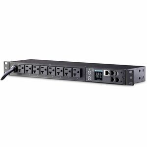 CyberPower PDU31002 100 - 120 VAC 20A Monitored PDU - 8 Outlets, 12 ft, NEMA L5-20P (5-20P Adapter), Horizontal, 1U, LCD, 