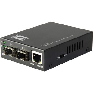 LevelOne RJ45 to SFP Gigabit Media Converter Switch, 2 x SFP, 1 x RJ45 - 1 x Network (RJ-45) - Gigabit Ethernet - 10/100/1
