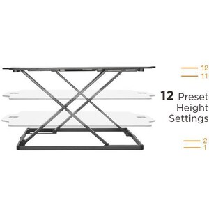 Amer Mounts Ultra Slim Height Adjustable Standing Desk- White Finish - 22.05 lb Load Capacity - 15.70" Height x 21.30" Wid