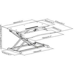 Amer Mounts Sit-Stand Integrated Desk Workstation - 15 kg Load Capacity - 19.70" (500.38 mm) Height x 24.20" (614.68 mm) W