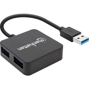 Manhattan USB-A 4-Port Hub, 4x USB-A Ports, 5 Gbps (USB 3.2 Gen1 aka USB 3.0), USB powered (no external power supply requi