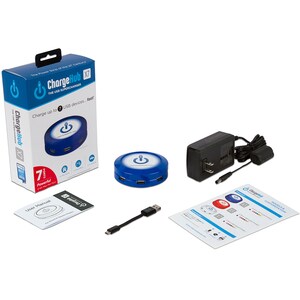 ChargeHub X7 - 7 Port USB Charger - 1 Pack - 24 V DC Input - 5 V DC/8.80 A Output BLUE 2.4AMPS/PORT 8.8AMPS OVERALL