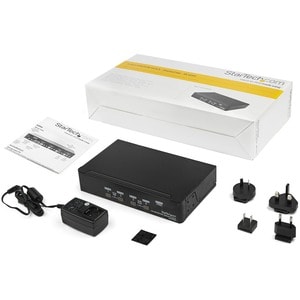 4 Port DisplayPort KVM Switch, 4K 60Hz, Einzelner DP 4K Bildschirm, Vier Port DP 1.2 KVM Switch mit integriertem USB 2.0 H