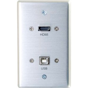 C2G HMDI and USB B Pass Through Wall Plate - Single Gang - 1-gang - Aluminum - Aluminum, Polyvinyl Chloride (PVC) - 1 x HD