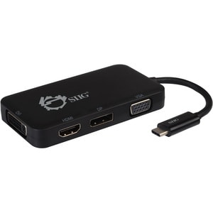 SIIG USB-C to 4-in-1 Multiport Video Adapter - DVI/VGA/DP/HDMI - for Notebook/Desktop PC - USB Type C - HDMI - DVI - VGA -