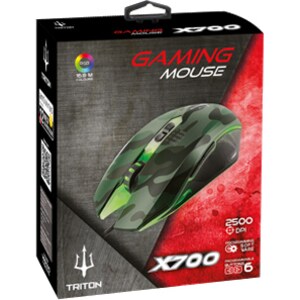Mouse di gioco Atlantis Land TRITON X700 - USB - Ottico - 7 Pulsante(i) - Camuffamento - Cavo - 2500 dpi - Rotella di scor