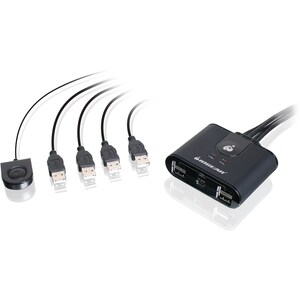 IOGEAR 4x4 USB Sharing Switch with USB-C Adapter - USB - External - 4 USB Port(s) - 4 USB 2.0 Port(s) - PC, Mac