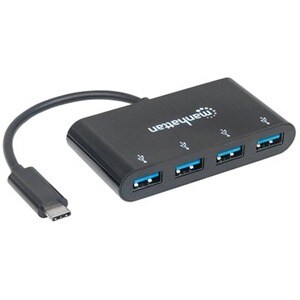 Manhattan USB-C Dock/Hub, Ports (x4): USB-A (x4), 5 Gbps (USB 3.2 Gen1 aka USB 3.0), USB powered (no external power supply