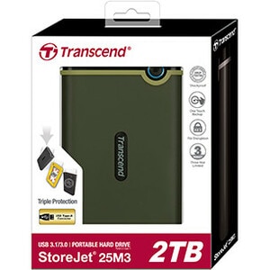 Transcend StoreJet Tragbar Festplatte - 2,5" Extern - 2 TB - Grau - USB 3.1 - 256-bit Verschlüsselungsstandard - 3 Jahr(e)