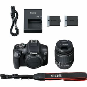 Canon EOS 2000D 24.1 Megapixel Digital SLR Camera with Lens - 18 mm - 55 mm - Black - Autofocus - 7.6 cm (3")LCD - SLR Vie