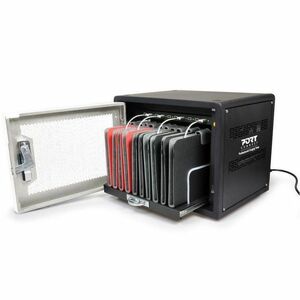 Naotic Charging Cabinet - 10 Devices Supported - 36.7 cm Height x 50.5 cm Width x 33.7 cm Depth - Metal, Steel - Black - F