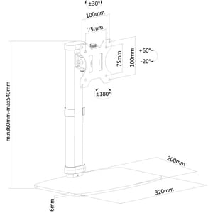 Neomounts by Newstar Neomounts Pro FPMA-D890BLACK Desk Mount for Flat Panel Display - Black - 1 Display(s) Supported - 76.