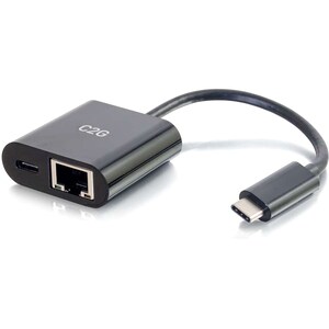 C2G USB C to Ethernet Multiport Adapter - Up to 60W PD - USB Type-C - Black - USB 3.1 Type C - 1 Port(s) - 1 - Twisted Pai