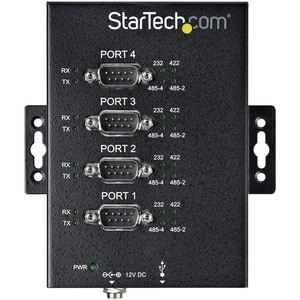 StarTech.com USB to RS232/RS485/RS422 4 Port Serial Hub Adapter - Industrial Metal USB 2.0 to DB9 Serial Converter - Din R