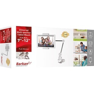 Barkan Full-Motion Clamp Mount for Tablet, Digital Text Reader - White - 1 Display(s) Supported - 7" to 12" Screen Support