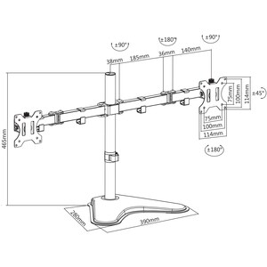 V7 DS2FSD-2E Monitorständer - Bildschirmgröße: Bis zu 81,3 cm (32 Zoll) - 8 kg TragfähigkeitDisplay Type Supported: - 46,5