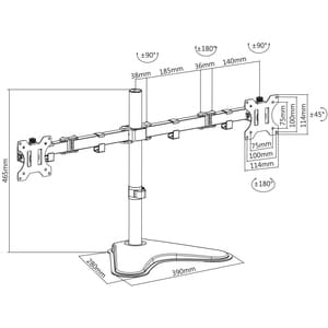 V7 DS2FSD-2E Height Adjustable Monitor Stand - 33 cm (13") to 81.3 cm (32") Screen Support - 8 kg Load Capacity - 46.5 cm 