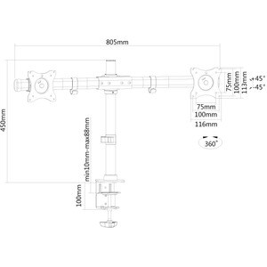 Neomounts FPMA-DCB100DBLACK Monitor arm 10-27". Mounting: Clamp/Grommet, Maximum weight capacity: 10 kg, Minimum screen si