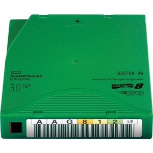 HPE LTO-8 Ultrium 30TB RW Data Cartridge - LTO-8 - Rewritable - 12 TB (Native) / 30 TB (Compressed) - 960 m Tape Length - 