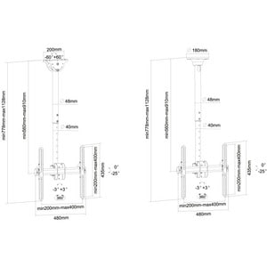 Neomounts Neomounts Pro NM-C440BLACK Ceiling Mount for Flat Panel Display - Black - 1 Display(s) Supported - 152.4 cm (60"