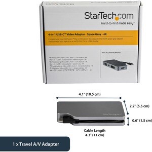 StarTech.com USB C Multiport Video Adapter 4K/1080p - USB Type C to HDMI, VGA, DVI or Mini DisplayPort Monitor Adapter - S