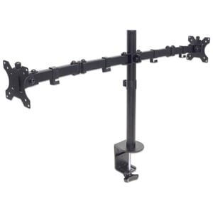 Manhattan Dual Desk Mount for TV & Monitors (Full Motion), For screens 10" to 27", Clamp Assembly, VESA compatibility: 75x