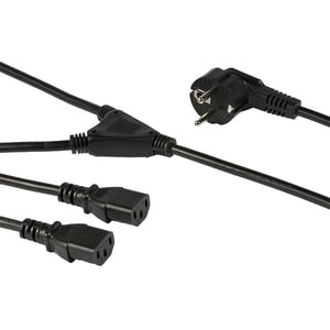 2 m C13 Stromkabel - Schuko CEE7 auf 2x C13 - Y Splitter Stromkabel - C13 Netzkabel - Europäisches Stromkabel - für Monito