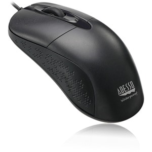 Adesso iMouse W4 Waterproof Antimicrobial Optical Mouse - Optical - Cable - Black - USB - 1000 dpi - Scroll Wheel - 3 Butt