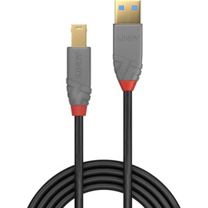 LINDY Anthra Line 1 m USB Datentransferkabel - Zweiter Anschluss: 1 x USB 3.0 Type B - Male - 5 Gbit/s - Abschirmung - Gol